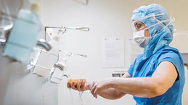 Healthcare worker washing hands