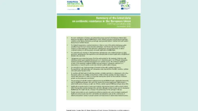 Summary of the latest data on antibiotic resistance in the European Union