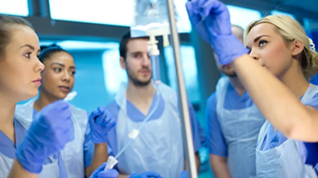 Antibiotics and doctors in a hospital